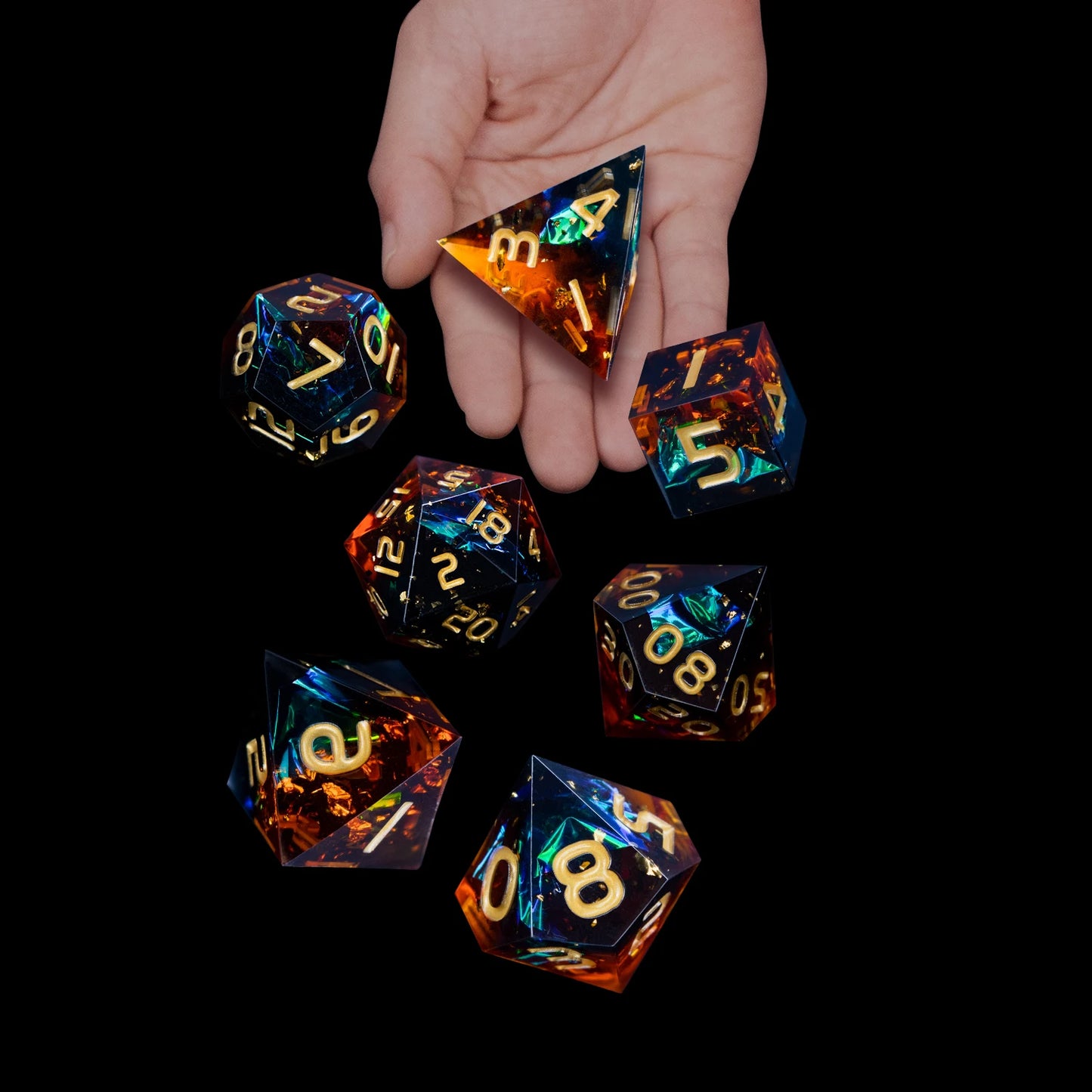 D6 Sharp Edge D20 Polyhedral D&D Resin Dice Set