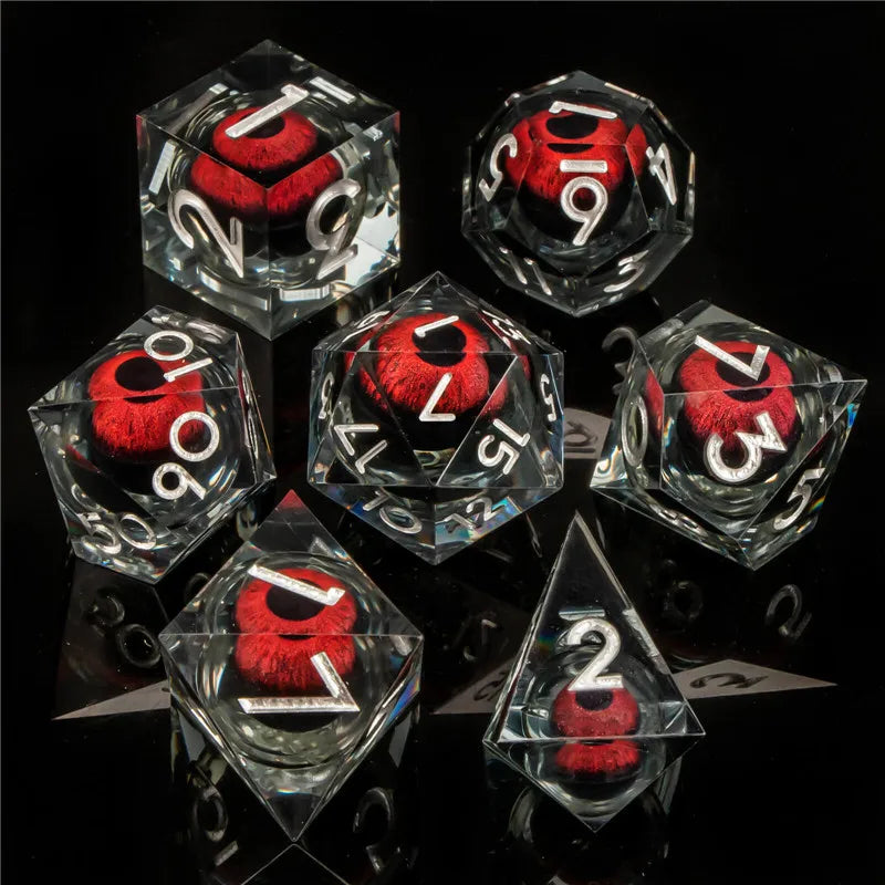 KERWELLSI Float Liquid Core Resin & Sharp Edge Beholder Eye DND Dice