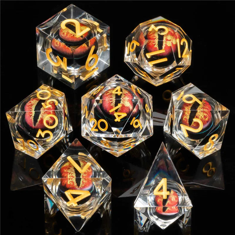 KERWELLSI Float Liquid Core Resin & Sharp Edge Beholder Eye DND Dice