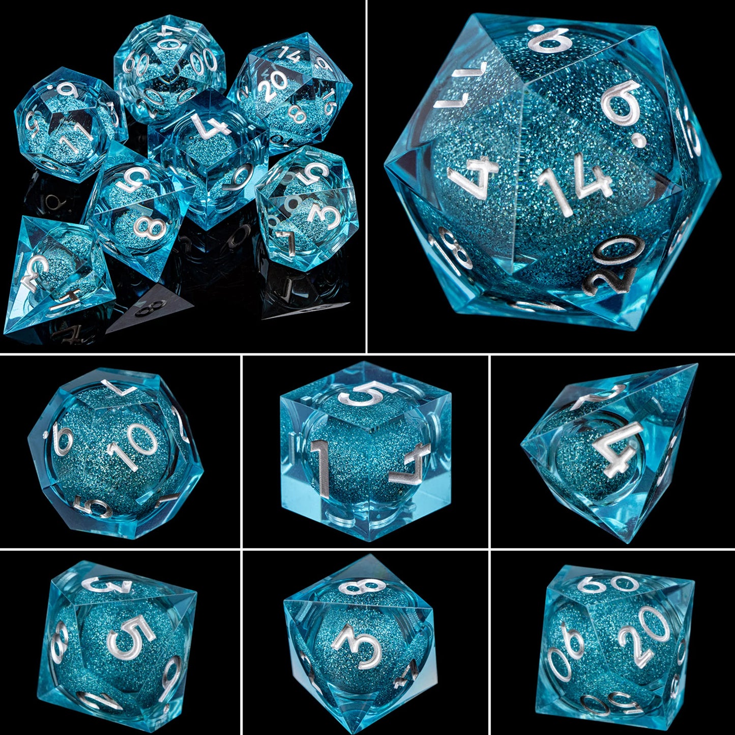 D6 Sharp Edge D20 Polyhedral D&D Resin Dice Set
