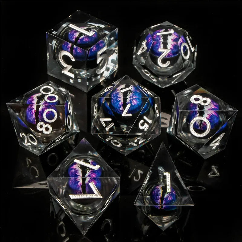 KERWELLSI Float Liquid Core Resin & Sharp Edge Beholder Eye DND Dice