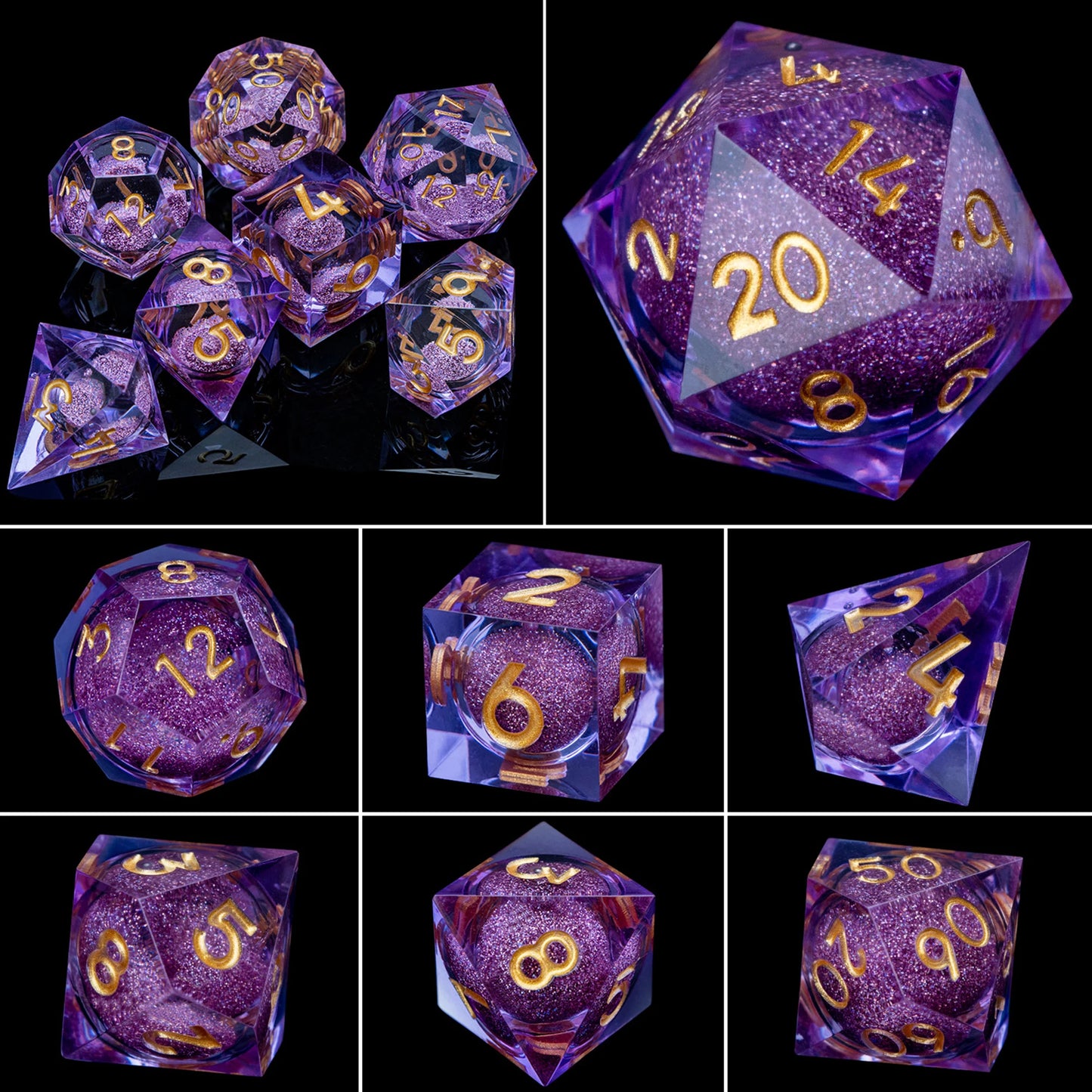D6 Sharp Edge D20 Polyhedral D&D Resin Dice Set