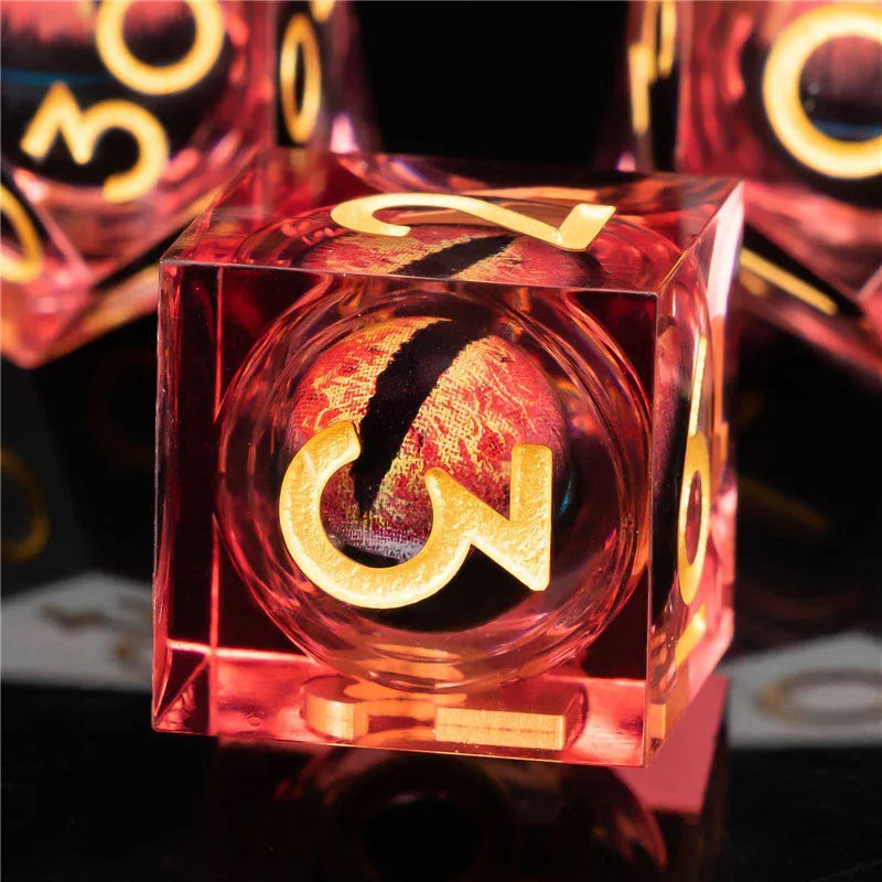 KERWELLSI Float Liquid Core Resin & Sharp Edge Beholder Eye DND Dice