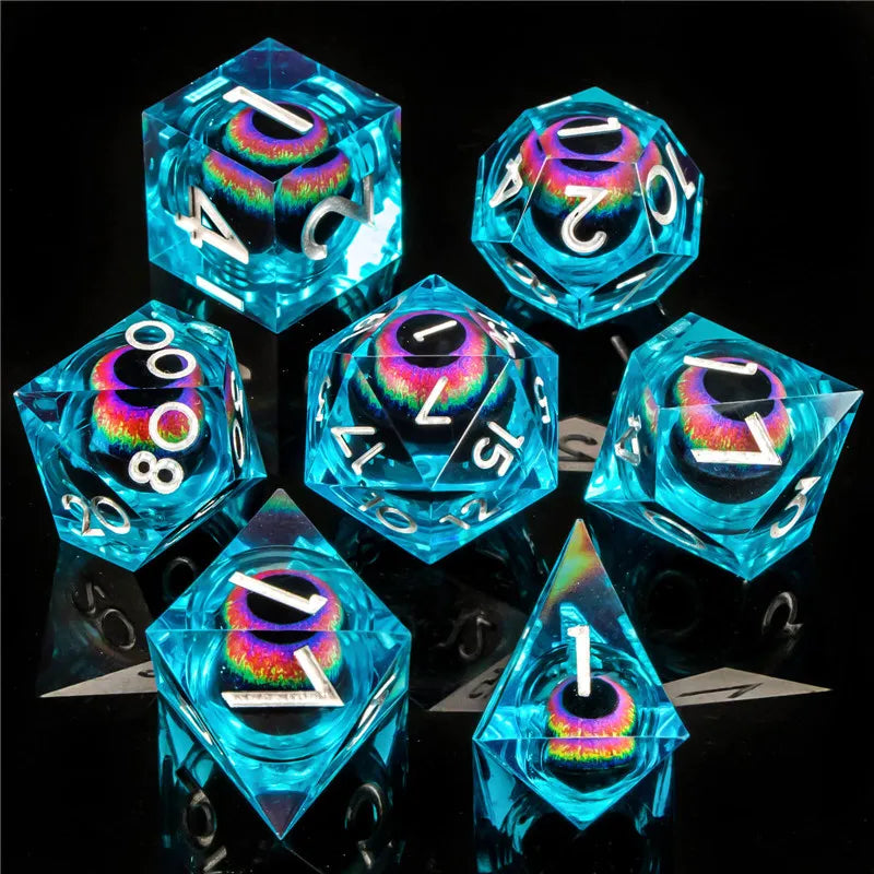 KERWELLSI Float Liquid Core Resin & Sharp Edge Beholder Eye DND Dice
