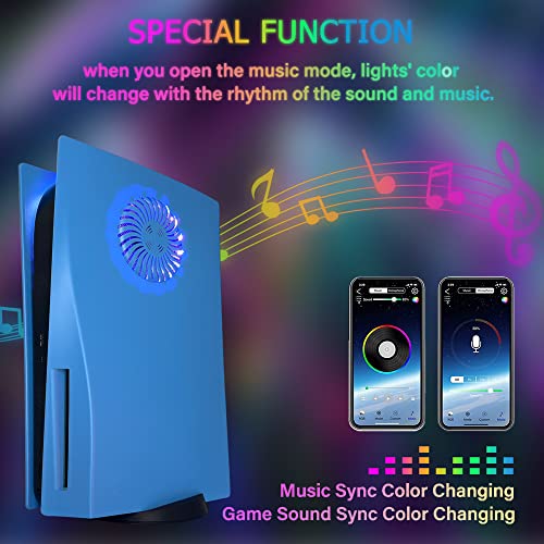 Faceplate with RGB Light Strip for PS5 and Dust Filter for Cooling Vents DOBEWINGDELOU 400+ Effects LED Light Ring Console Cover for Disc Edition DIY Decoration Kit Accessories Black