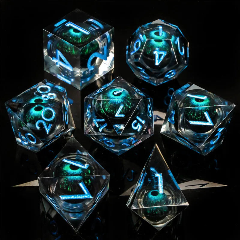 KERWELLSI Float Liquid Core Resin & Sharp Edge Beholder Eye DND Dice
