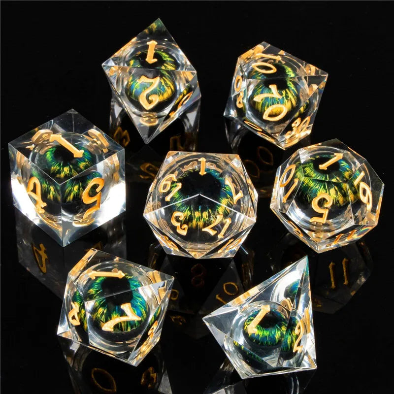 KERWELLSI Float Liquid Core Resin & Sharp Edge Beholder Eye DND Dice
