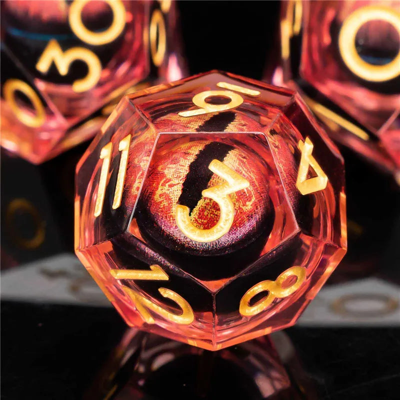 KERWELLSI Float Liquid Core Resin & Sharp Edge Beholder Eye DND Dice