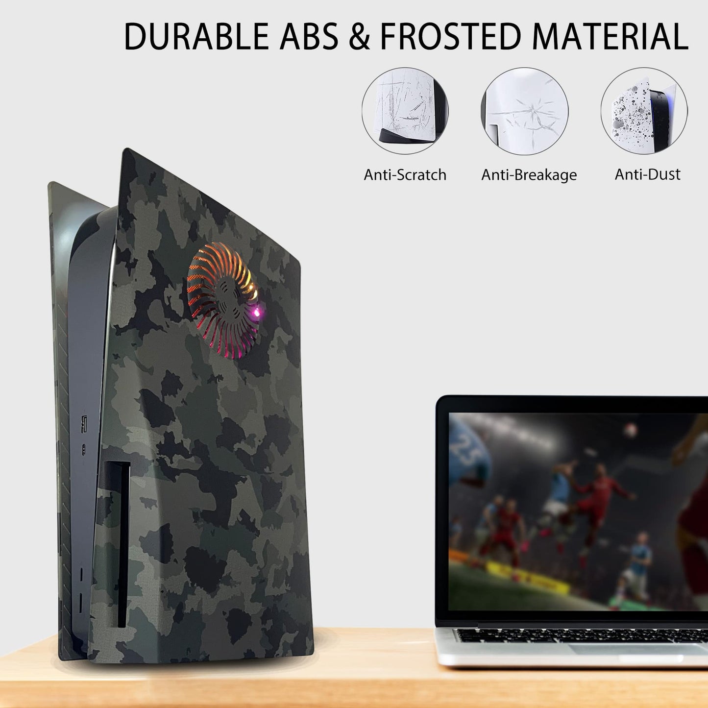 Faceplate with RGB Light Strip for PS5 and Dust Filter for Cooling Vents DOBEWINGDELOU 400+ Effects LED Light Ring Console Cover for Disc Edition DIY Decoration Kit Accessories Black