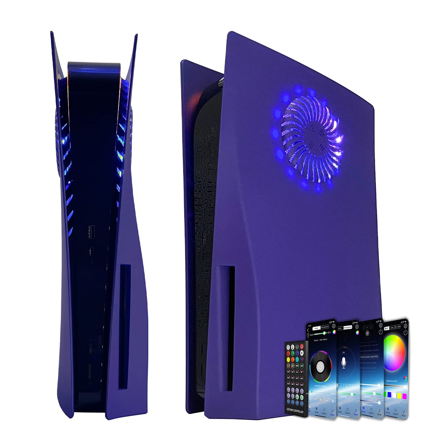 Faceplate with RGB Light Strip for PS5 and Dust Filter for Cooling Vents DOBEWINGDELOU 400+ Effects LED Light Ring Console Cover for Disc Edition DIY Decoration Kit Accessories Black