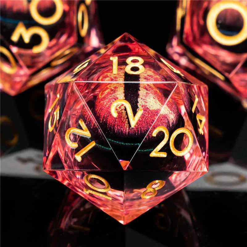 KERWELLSI Float Liquid Core Resin & Sharp Edge Beholder Eye DND Dice
