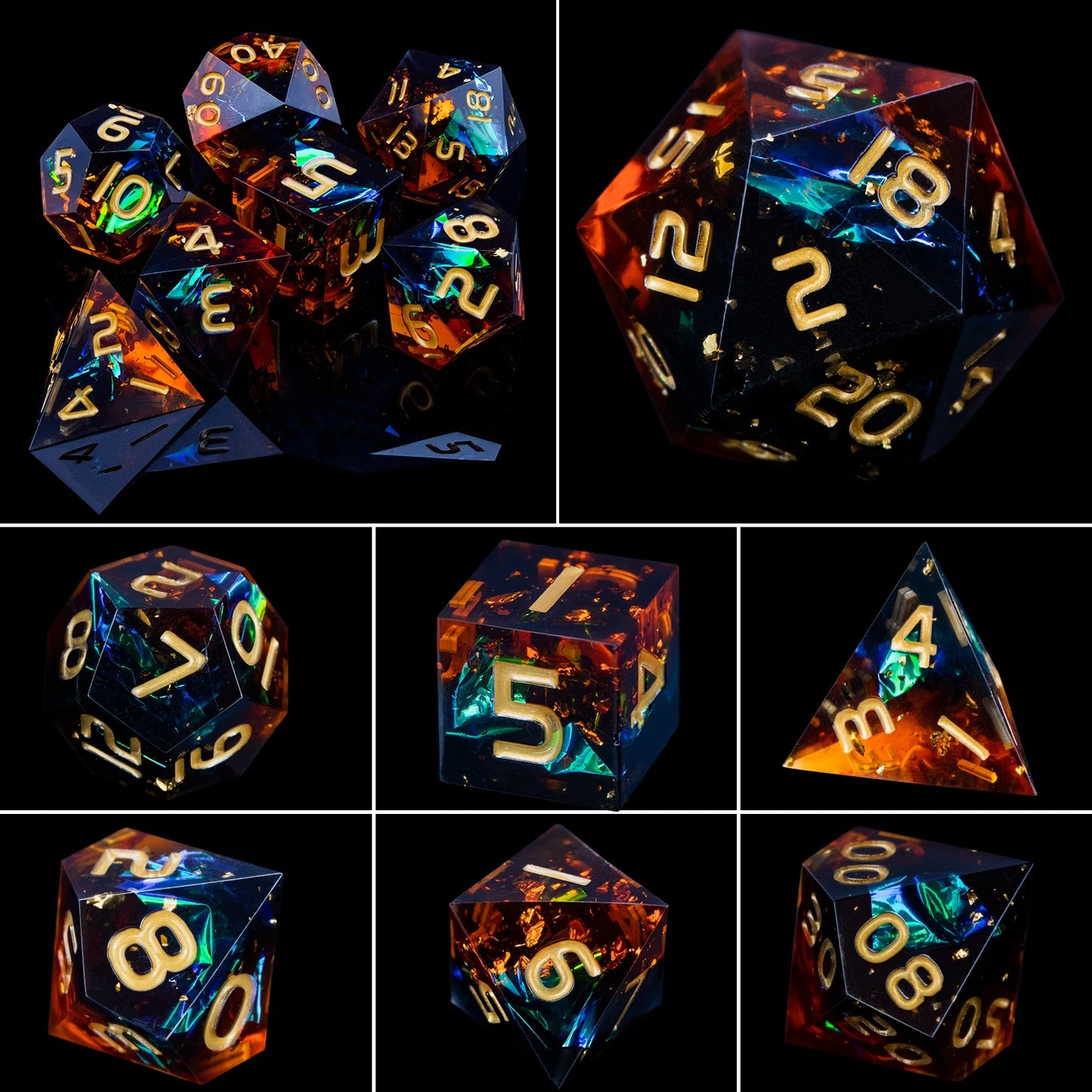 D6 Sharp Edge D20 Polyhedral D&D Resin Dice Set