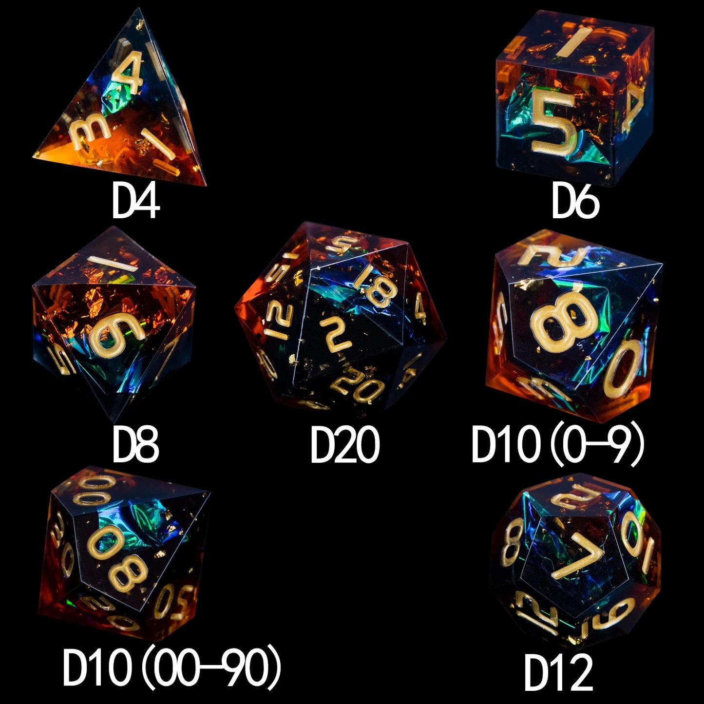 D6 Sharp Edge D20 Polyhedral D&D Resin Dice Set