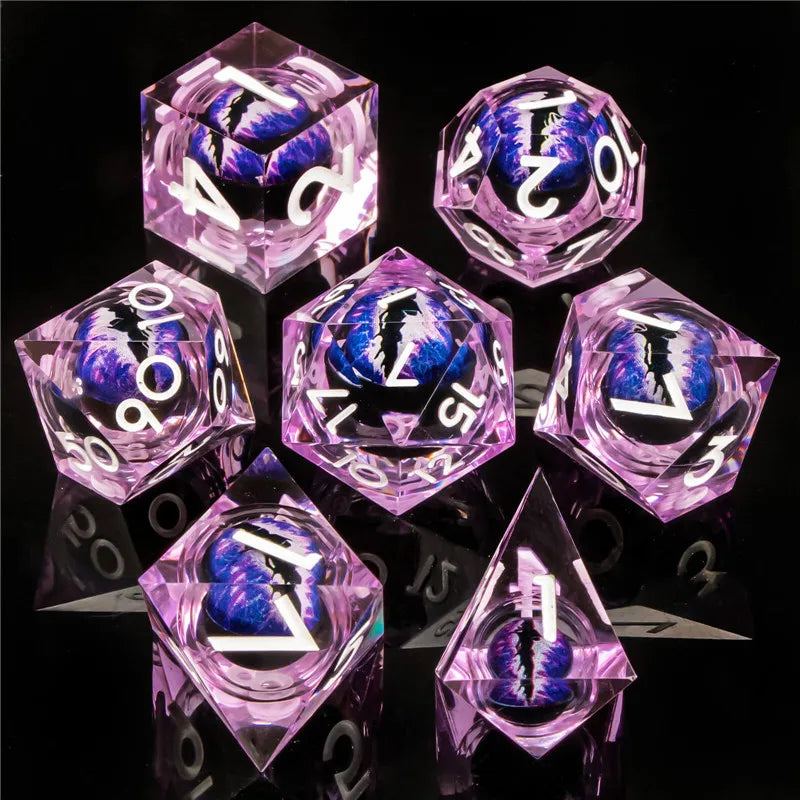 KERWELLSI Float Liquid Core Resin & Sharp Edge Beholder Eye DND Dice
