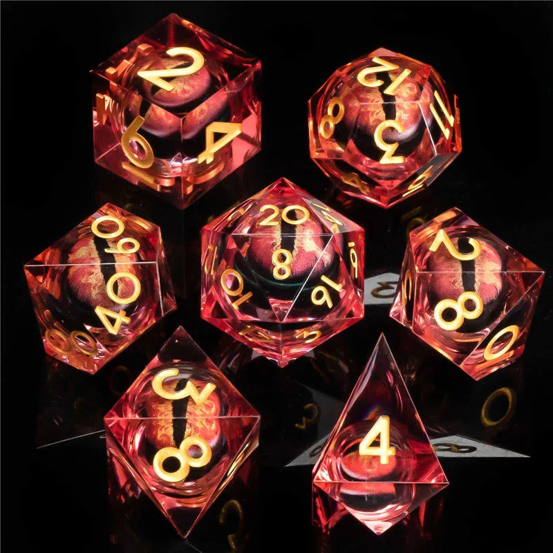 KERWELLSI Float Liquid Core Resin & Sharp Edge Beholder Eye DND Dice