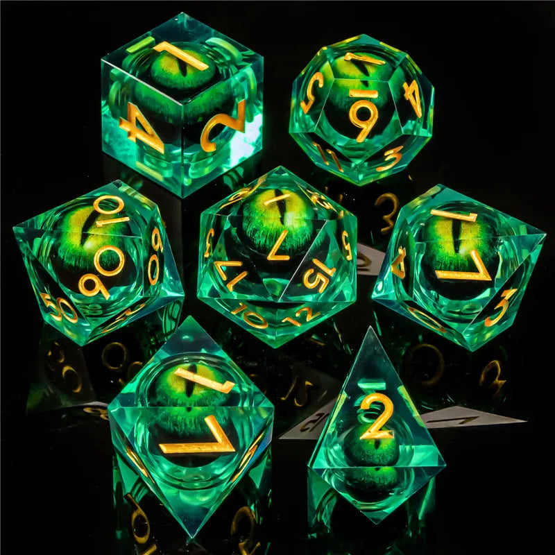 KERWELLSI Float Liquid Core Resin & Sharp Edge Beholder Eye DND Dice