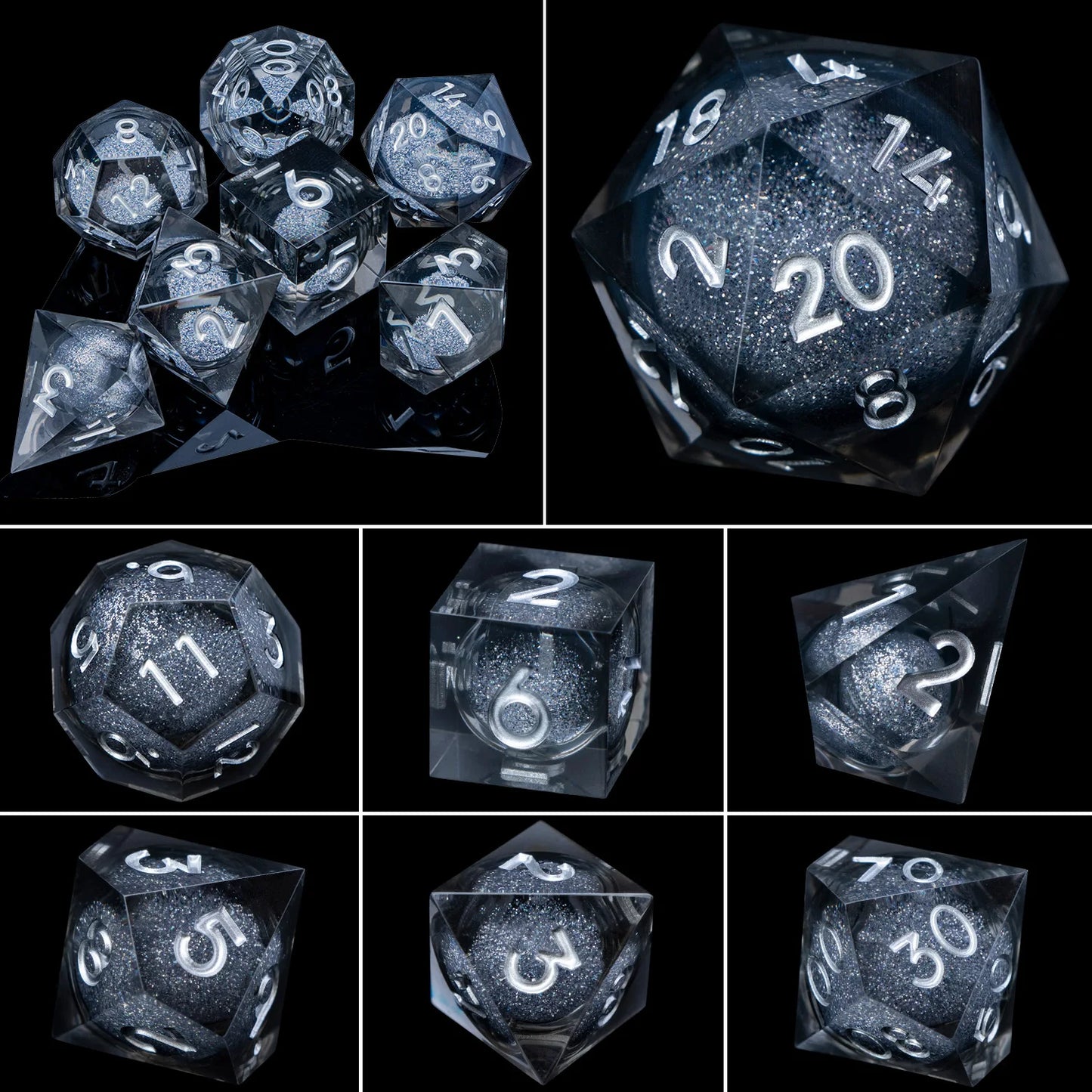 D6 Sharp Edge D20 Polyhedral D&D Resin Dice Set