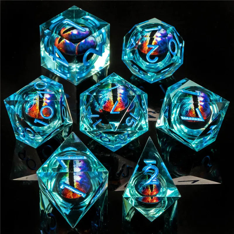 KERWELLSI Float Liquid Core Resin & Sharp Edge Beholder Eye DND Dice