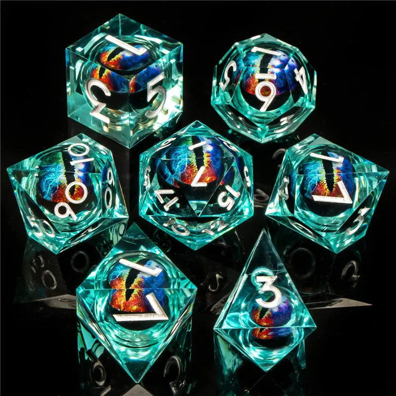 KERWELLSI Float Liquid Core Resin & Sharp Edge Beholder Eye DND Dice