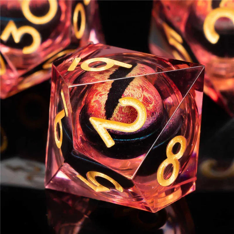 KERWELLSI Float Liquid Core Resin & Sharp Edge Beholder Eye DND Dice