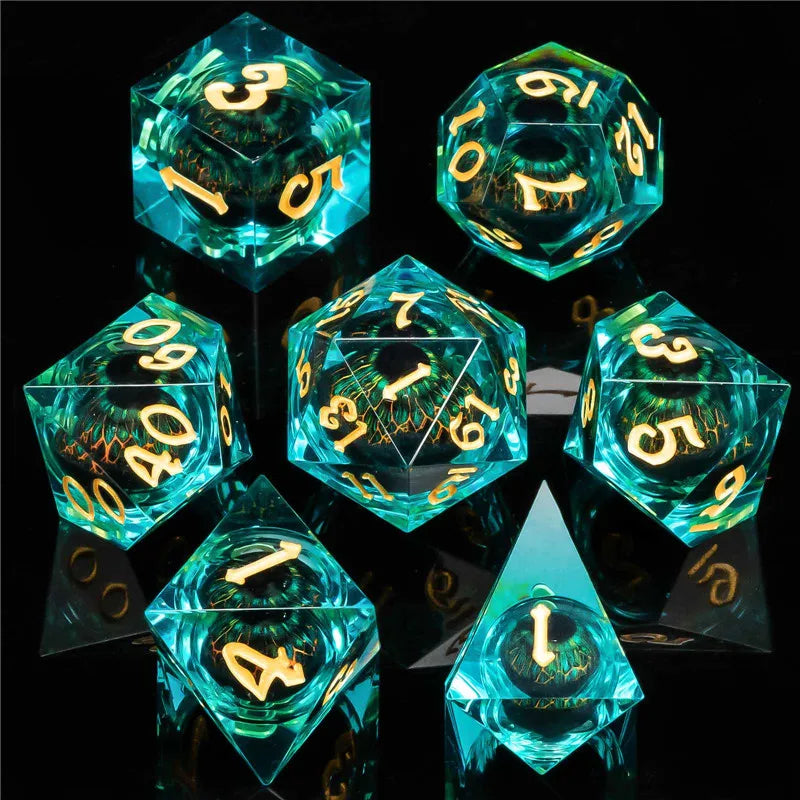 KERWELLSI Float Liquid Core Resin & Sharp Edge Beholder Eye DND Dice