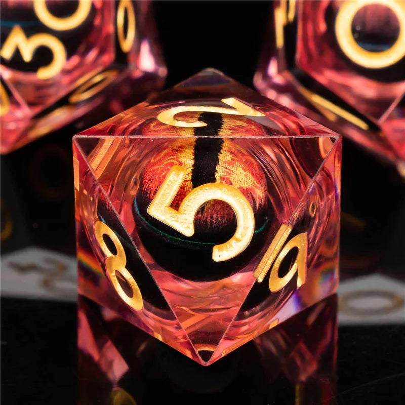 KERWELLSI Float Liquid Core Resin & Sharp Edge Beholder Eye DND Dice