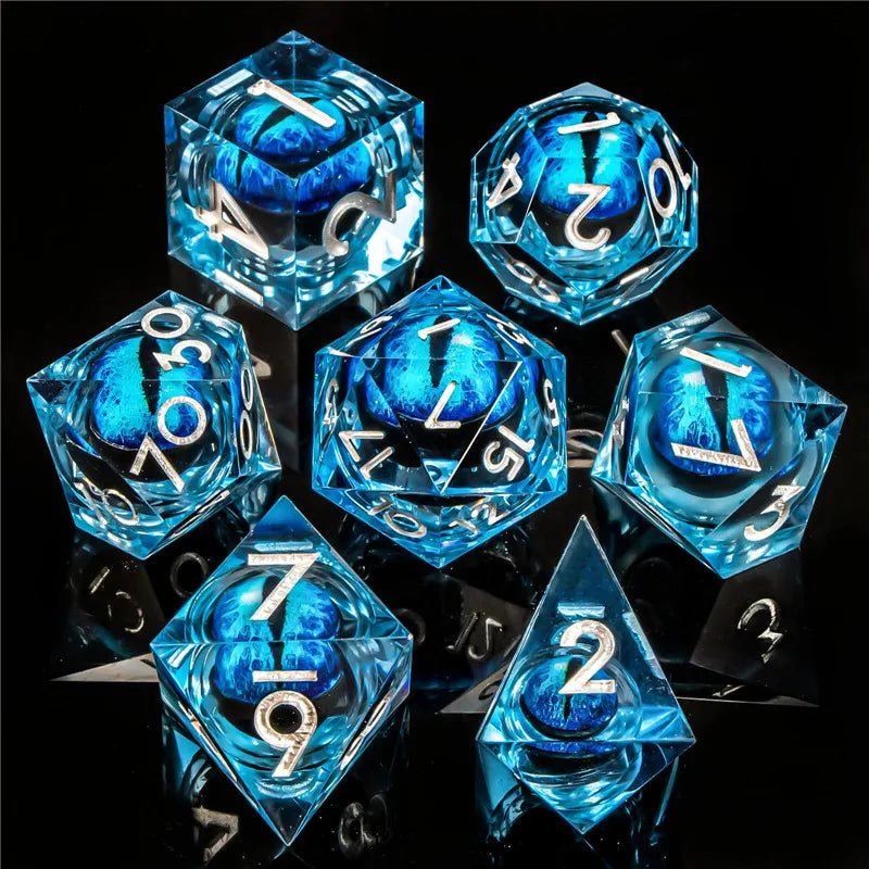 KERWELLSI Float Liquid Core Resin & Sharp Edge Beholder Eye DND Dice
