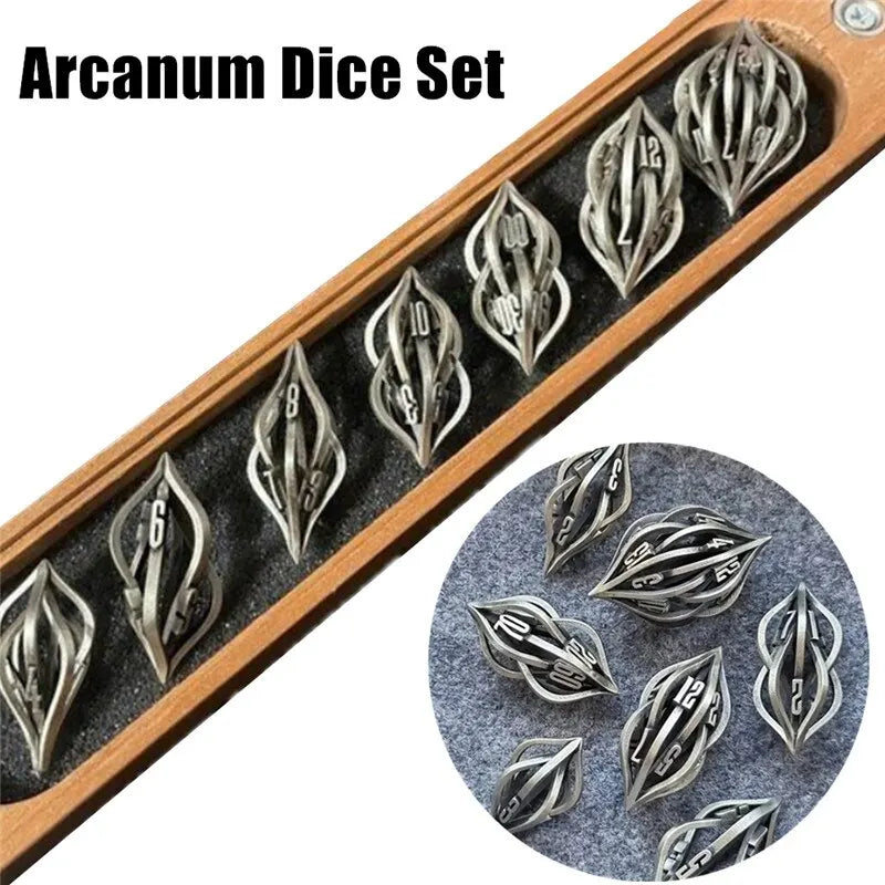 D&D 3D Printed Metal Arcanum Dice Set