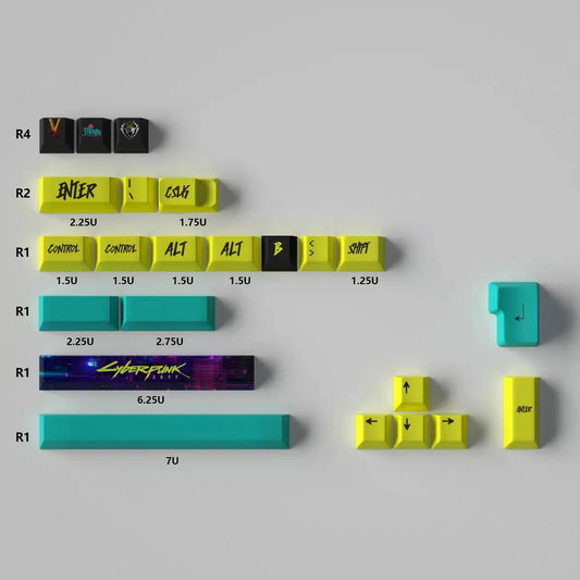 Cyberpunk Themed Full Set Side Light Keycaps