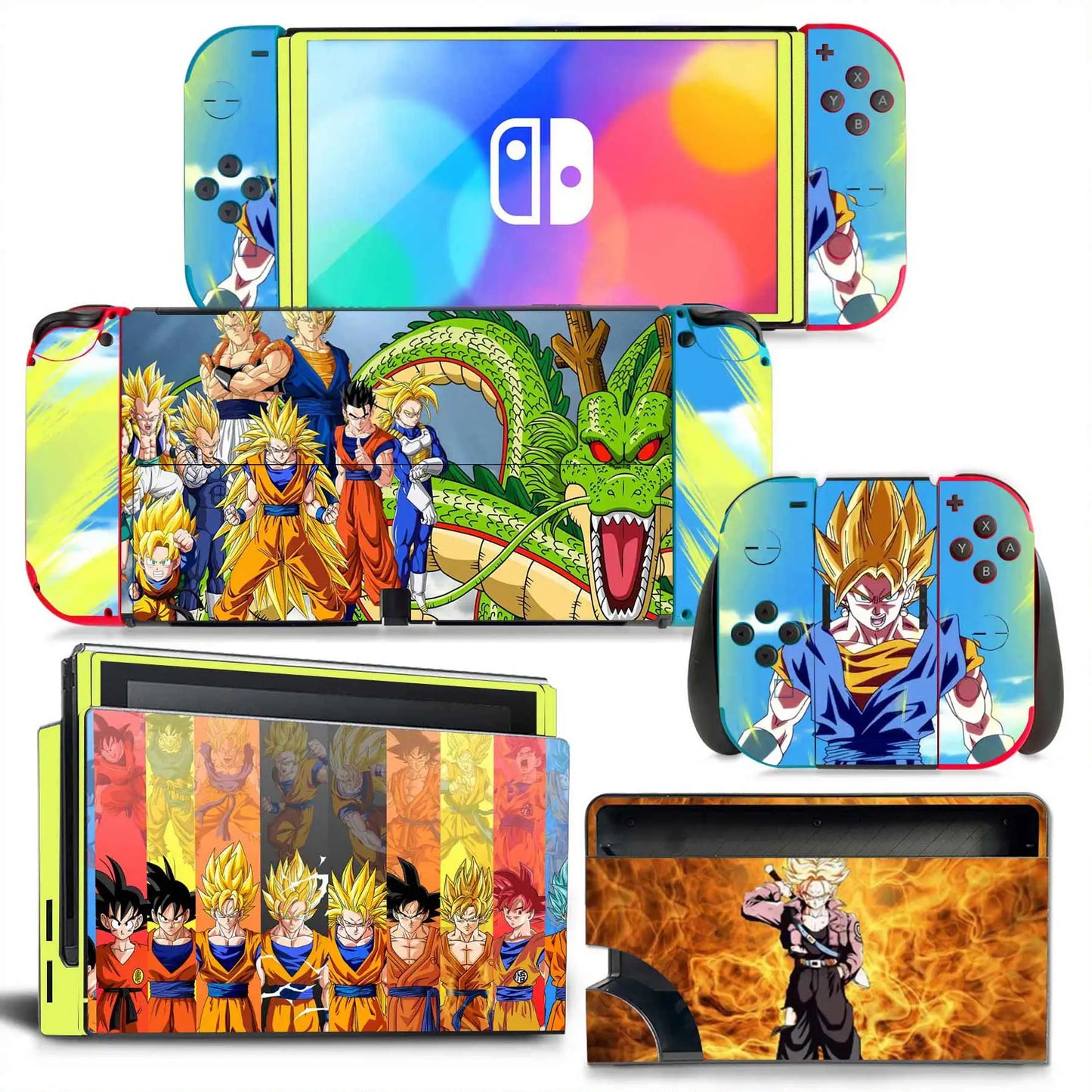 Dragon Ball Z Decals for Switch OLED Console, Joy-con Controller, & Dock