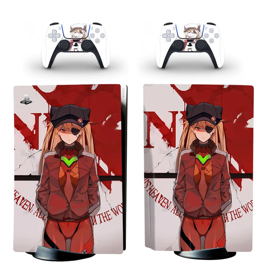 Evangelion Asuka Decal Skin for PS5 Console & Controller