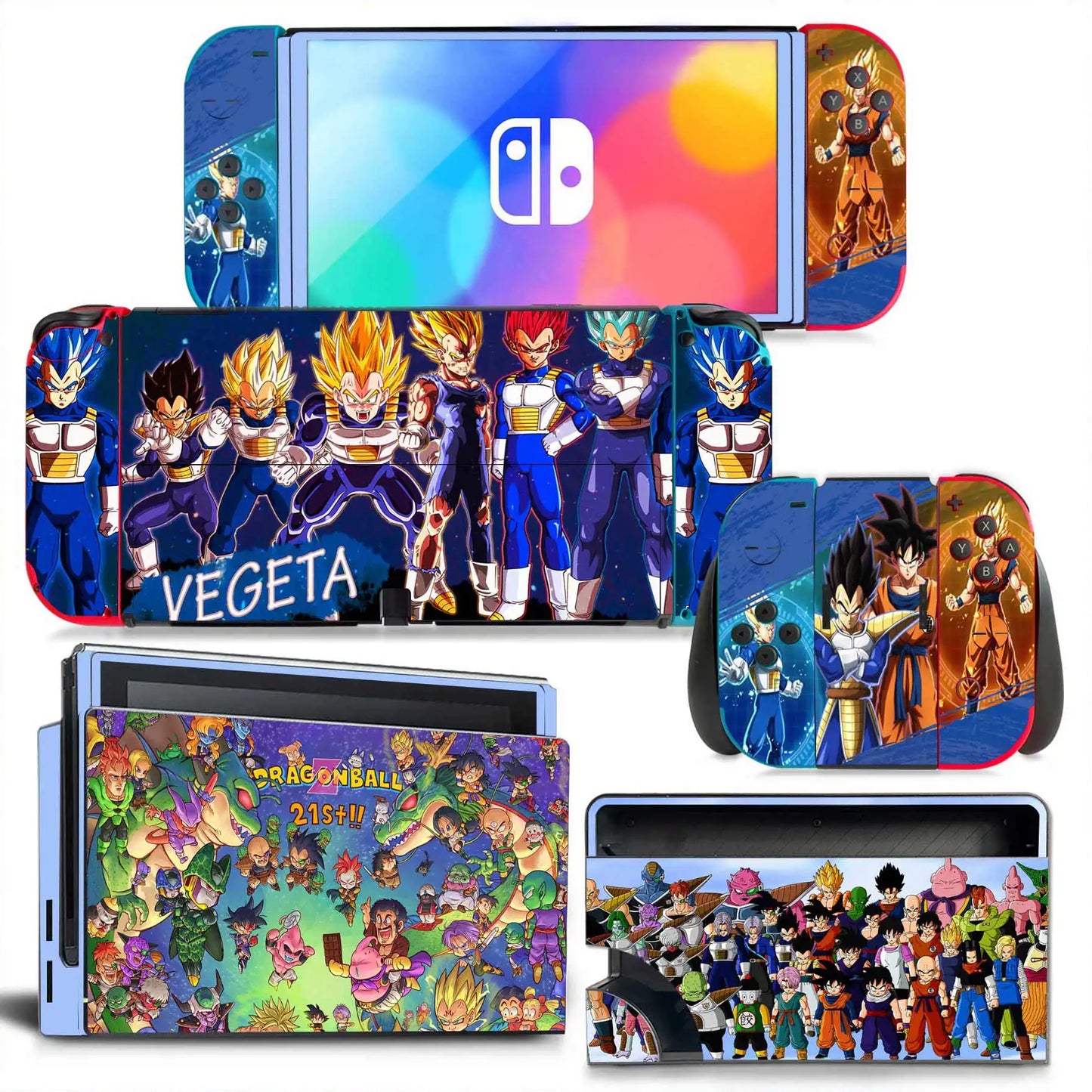 Dragon Ball Z Decals for Switch OLED Console, Joy-con Controller, & Dock