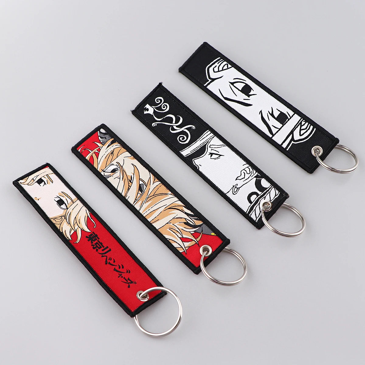 Anime Embroidered Key Fob Ring Tags