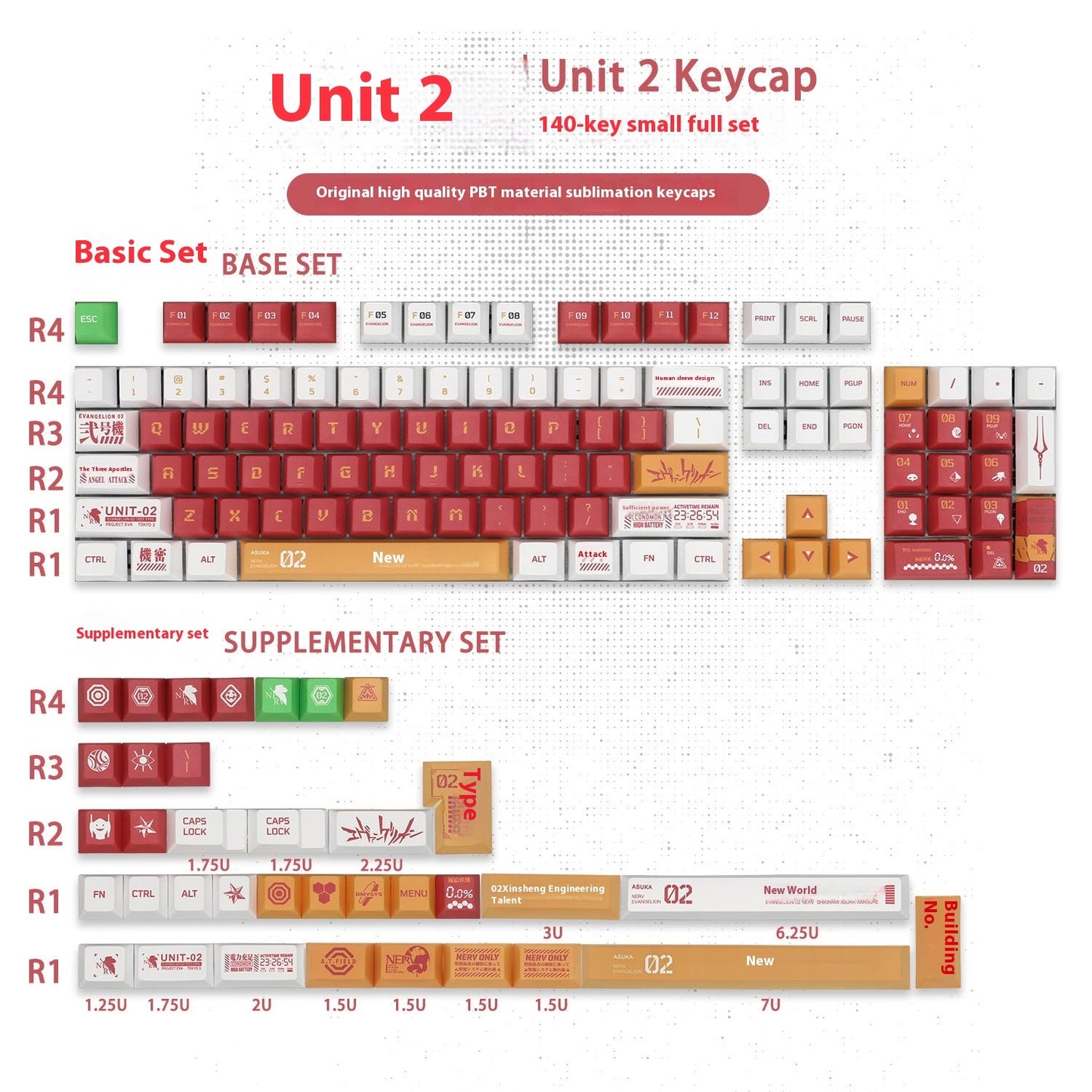 Evangelion Eva Unit Mechanical Keyboard Keycaps Set