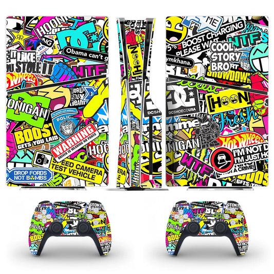 Graffiti Themed Vinyl for PS5 Slim Disc Console & Controller